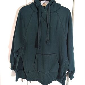 American Eagle Pullover Hoodie Women Size M Green Pocket Cotton Long Sleeve
